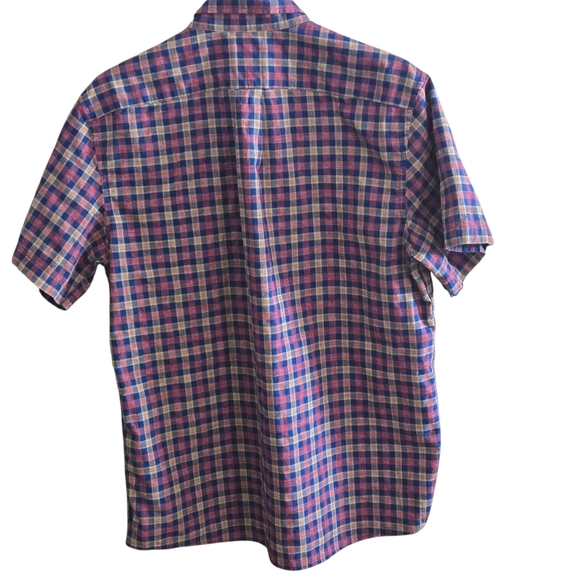 ROWM Men's L Plaid Short Sleeve Shirt Multicolored Chest Pocket - Picture 3 of 10